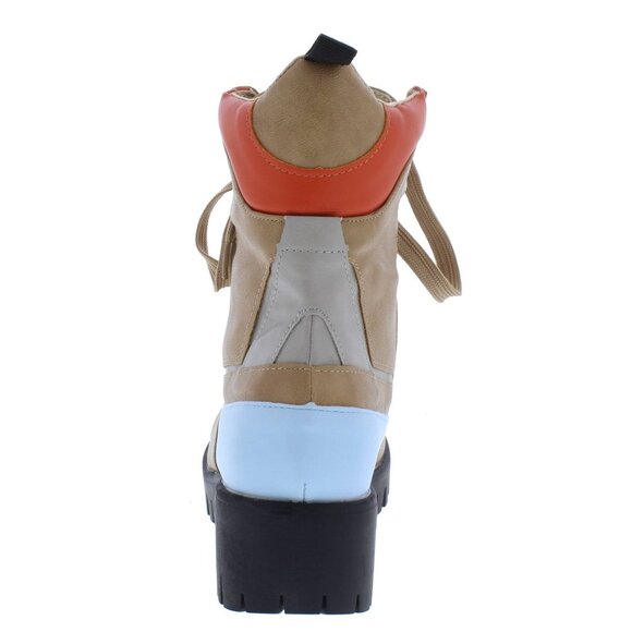 Chase + Chloe Tan and Blue Combat Boots - Picture 2 of 3